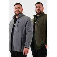 Buratti Regular Fit Dik Yaka Fermuarlı Büyük Beden 2'li Paket Polar Hırka Erkek HIRKA 5906028BS2