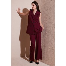 Lela Wide Leg Orta Yüksek Bel Bol Paça Kumaş Pantolon Bayan Pantolon 6522974