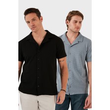 Buratti Pamuklu Regular Fit Kısa Kollu 2'li Paket Gömlek Erkek Gömlek 5902640S2