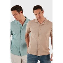Buratti Pamuklu Regular Fit Kısa Kollu 2'li Paket Gömlek Erkek Gömlek 5902640S2