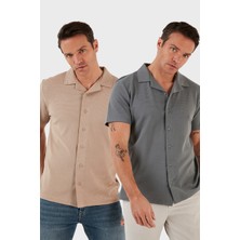 Buratti Pamuklu Regular Fit Kısa Kollu 2'li Paket Gömlek Erkek Gömlek 5902640S2