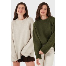 Lela Regular Fit Bisiklet Yaka Basic 2'li Paket Triko Kazak Bayan Kazak 4616213S2