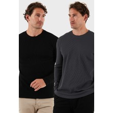 Buratti Pamuklu Bisiklet Yaka Normal Kalıp Basic 2'li Paket Sweat Erkek SWEAT 5905073S2