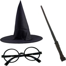 Atalier Coco Harry Potter Siyah Şapkası Harry Potter Gözlüğü Harry Potter Asası 3 Lü Set