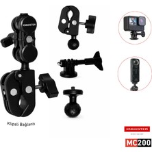 Knmaster MC-200 – 360° Ayarlanabilir Motosiklet Çift Yengeç Kelepçeli (Double Clamp) Aksiyon Kamera Destek Aparatı (17 Cm)