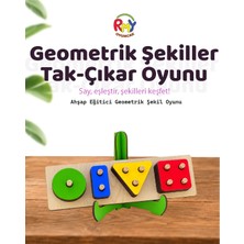Montessori Ahşap  Geometrik Şekilller Tak-Çıkar Delikli 4 Şekil