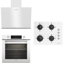Arçelik 65 cm Ocaklı Buharlı Beyaz Cam Ankastre Set