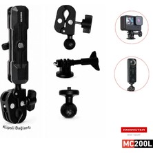 Knmaster MC-200L – 360° Ayarlanabilir Motosiklet Çift Yengeç Kelepçeli (Double Clamp) Aksiyon Kamera Destek Aparatı (28 Cm)