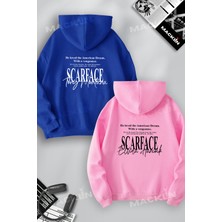 Macklin Sevgili Çift Kombini Tony Montana Elvira Hancock Sırt Baskılı Tasarım Kapüşonlu Sweatshirt 2li Set Takı