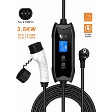 Gümrük Bey Feyree Ev Charger Type2 3.5kw 16A Taşınabilir Araç Şarj Istasyonu– 5m Kablo, IP65 Koruma
