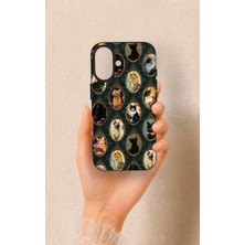 Vip Case iPhone 16 Uyumlu Vintage Kedi Portreleri Desenli Silikon Kılıf