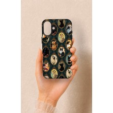 Vip Case iPhone 16 Plus Uyumlu Vintage Kedi Portreleri Desenli Silikon Kılıf