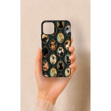 Vip Case iPhone 11 Pro Max Uyumlu Vintage Kedi Portreleri Desenli Silikon Kılıf