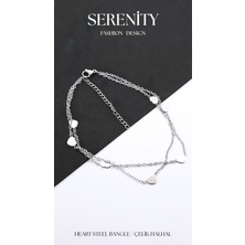 Serenity Kadın Kalp Figürlü Çelik Halhal
