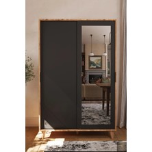 Lignosar Liminal Aynalı Vestiyer – 8 Raflı, Sürgü Kapaklı Portmanto & Askılık, Atlantik Çam / Antrasit