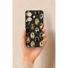 Vip Case Vivo V60 Lite Uyumlu Vintage Kedi Portreleri Desenli Silikon Kılıf
