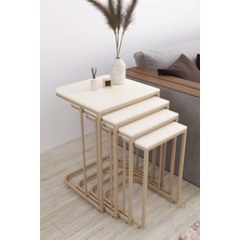 Masalcı Mobilya Paris (Tekerlekli) 4 Lü Zigon Sehpa Cappucino Ayak-Krem Mdf Mebran Ahşap