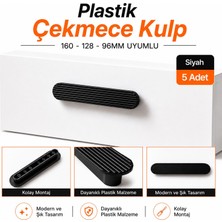 Nzb (5 Adet) Mobilya Kulp Geniş T Oval Siyah 20 cm 160-128-96 mm Uyumlu Dolap Çekmece Mutfak Kapak Kulpu
