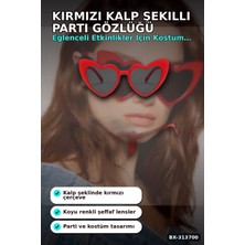 MiraLive Kırmızı Kalp Şekilli Parti Gözlüğü 15X5 cm 40 Adet Toplu Kullanımlık Plastik BX-313700