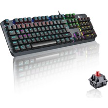 Renas Store Lecoo GK301 USB Kablolu Red Switch Mekanik Oyuncu Klavyesi - Makro Tuş Atamalı, Rgb LED Aydınlatmalı, Qwerty Türkçe Tuş Dizilimi, Gaming Türkçe Q Klavye Metalik Gri