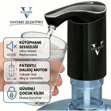Vayomy Silentpro Ultra Sessiz Şarjlı Yüksek Akış Hızlı Otomatik Damacana Su Pompası - Siyah