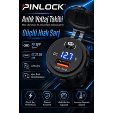 Pinlock Çakmaklık Soketi USB Type C Hızlı Şarj Aleti Motosiklet Tekne Karavan Araç Uyumlu 12V 24V