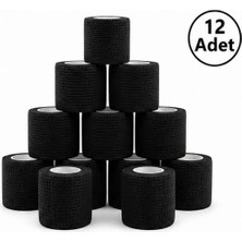 Kinetape Kine Tape Kendinden Yapışkanlı Elastik Coban Cohesive Bandaj 5cmx4.5m Siyah 12 Adet