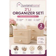 Universal Çekmeceli XL Makyaj Takı Kozmetik Parfüm Krem Serum Düzenleyici 2'li Organizer