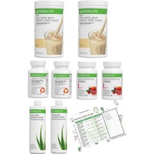 Herbalife 2'li Eko Set 2 Vanilya Shake  2 Ahududu Çay   2 Thermo  2 Aloe Vera   Diyet Listesi Hediye