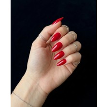 Tips Art Vişne Kırmızısı Düz Badem Takma Tırnak Seti (24 Adet) ve Zararsız Yapıştırıcı