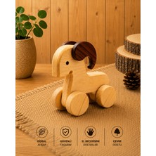 Wooden Motion Doğal Ahşap Keçi – Hareketli Tekerlekli Oyuncak