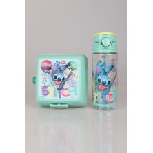 "DEKOMUS CEP DEFTERİ HEDİYELİ" LİSANSLI STITCH 500 ML MATARA VE 2 KATLI BESLENME KABI YEMEK SETİ