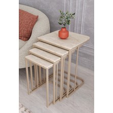 Masalcı Mobilya Tokyo 4 Lü Zigon Sehpa Cappucino Ayak-Traverten Mdf Mebran Ahşap