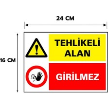 Reklam Ads 6 Adet Tehlikeli Alan Girilmez Kişiselleştirilebilir Sticker, 16X24, 20X30 (A4), 30X42 (A3) cm Boyut Seçeneklerinde Folyo Baskı Sticker