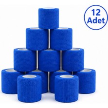 Kinetape Kine Tape Kendinden Yapışkanlı Elastik Coban Cohesive Bandaj 5cmx4.5m Mavi 12 Adet
