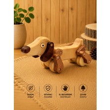 Doğal Ahşap Köpek Oyuncak - Hareketli Tasarım