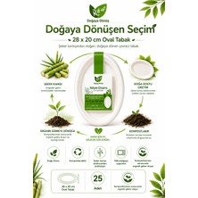Roll-Up Doğa Dostu Kompostlanabilir Şeker Kamışı Oval Tek Kullanımlık Tabak 28 x 20 cm 25 Adet