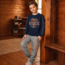 Kapitex Kapi Kids Erkek Çocuk Pijama Takımı Uzun Kollu Interlok  - Lacivert 8-9 Yaş