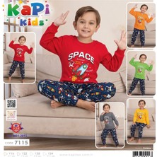 Kapi Kids Uzay Baskılı Kırmızı Erkek Çocuk Pijama Takımı 3-4 Yaş
