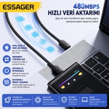 Essager 2 Metre 100W 7A USB To Type-C Hızlı Şarj Kablosu ve Data Kablosu 480MBPS E-Marker Çipli Örgülü 1 Metre