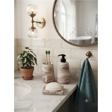 Trust Stone Bej Mermer Desenli Dekoratif Banyo Seti
