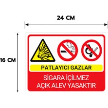 Reklam Ads 6 Adet Çalışan Patlayıcı Gazlar Sigara Içilmez Kişiselleştirilebilir Sticker, 16X24, 20X30 (A4), 30X42 (A3) cm Boyut Seçeneklerinde Folyo Baskı Sticker