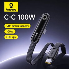 BASEUSONLINE Baseus Mvp3 Yatay Type-C To Type-C 100W Hızlı Şarj Kablosu 2m - L Tipi Oyuncu Şarj Kablosu