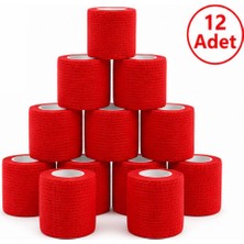 Kinetape Kine Tape Kendinden Yapışkanlı Elastik Coban Cohesive Bandaj 5cmx4.5m Kırmızı 12 Adet