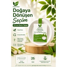 Roll-Up Doğa Dostu Kompostlanabilir Şeker Kamışı Derin Tek Kullanımlık Tabak 23 cm 25 Adet