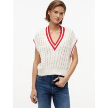 Tommy Jeans Beyaz Kadın Triko Yelek DW0DW22927YBH