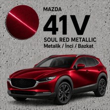 Simatechcolor Mazda 41V Soul Red Metallıc Uyumlu Çizik Giderici Rötuş Kalemi + Vernik Seti