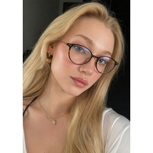 SUN PEARL Tess Kadın Kahverengi Şeffaf Camlı Yuvarlak Gözlük Ince Metal Saplı Retro Vintage Çerçeve