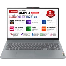 Lenovo Ideapad Slim 3 AMD Ryzen 7 5825U 16GB 512GB SSD Freedos 15.6" FHD Taşınabilir Bilgisayar 82XM00U4TX