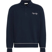 Calvin Klein Jeans Lacivert Erkek Sweatshirt LV04RG202GCEF Ls 350GSM Terry Pıpe